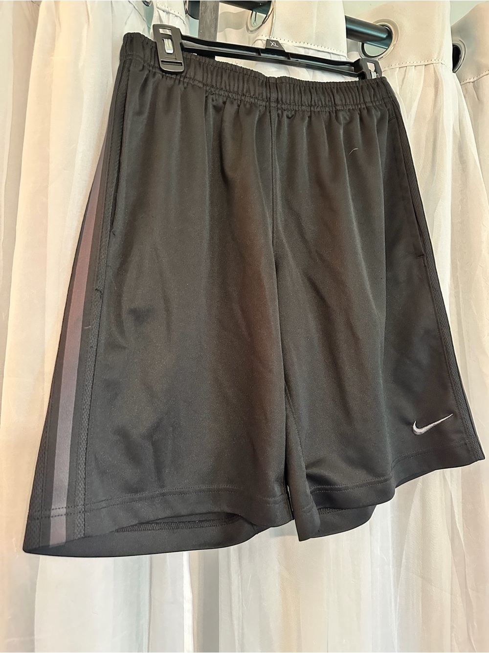 Nike Men’s Black Athletic Shorts with Gray Side Stripes
